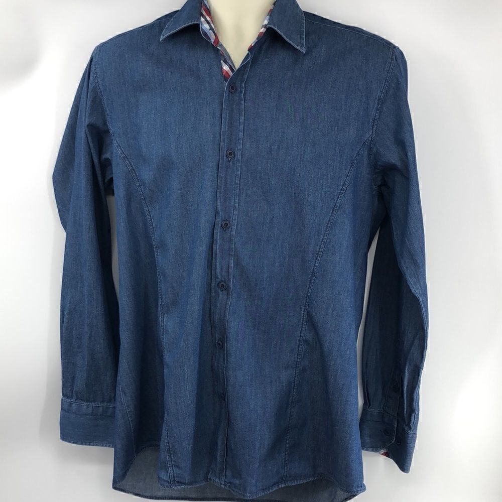 Enzo Tovare long sleeve chambray cotton shirt